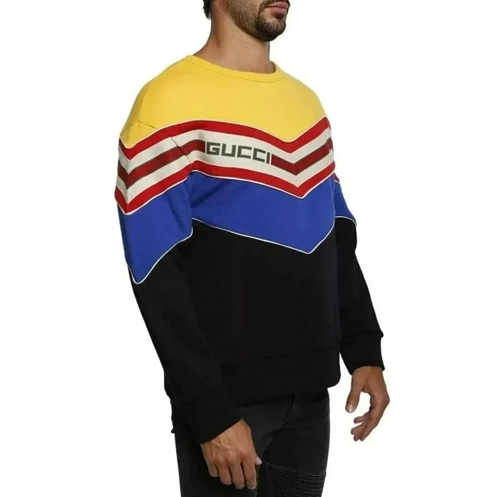 NWT Gucci Men's Chevron Stripe Sweatshirt Multi Color Size S (MSRP $1,800)